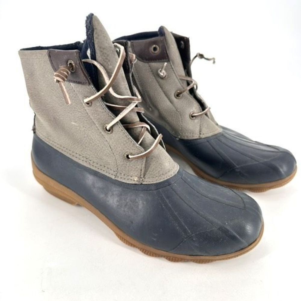Sperry Womens Syren Gulf Waterproof Duck Ankle Rainboots Boot Grey Blue Size 9.5